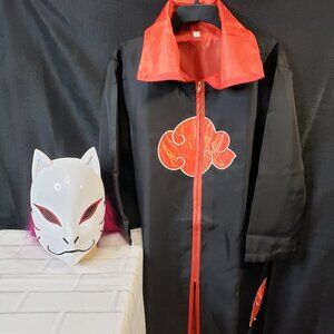 Adult Akatsuki Robe and Kitsune Mask Naruto Shippuden Cosplay Costume S M L